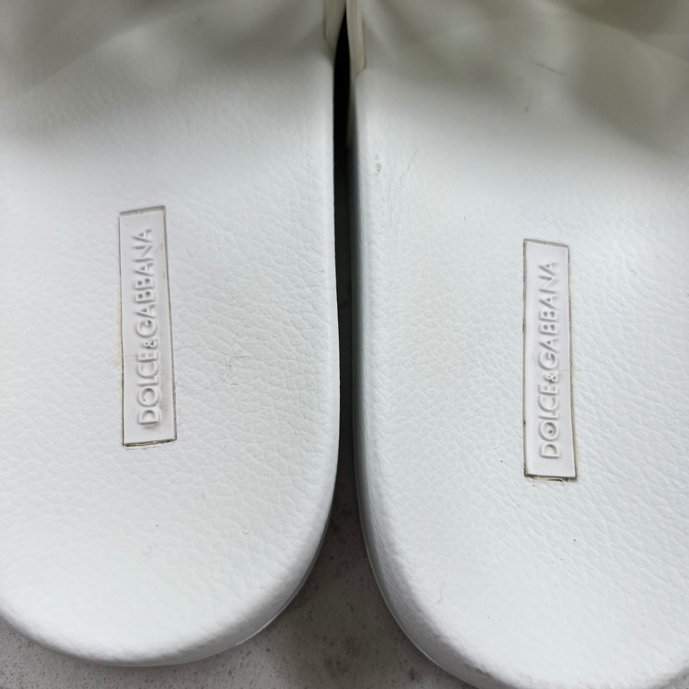 Dolce & Gabbana White Rubber Logo Slide Sandals Made in Italy Size 37 EU - Picture 4 of 12